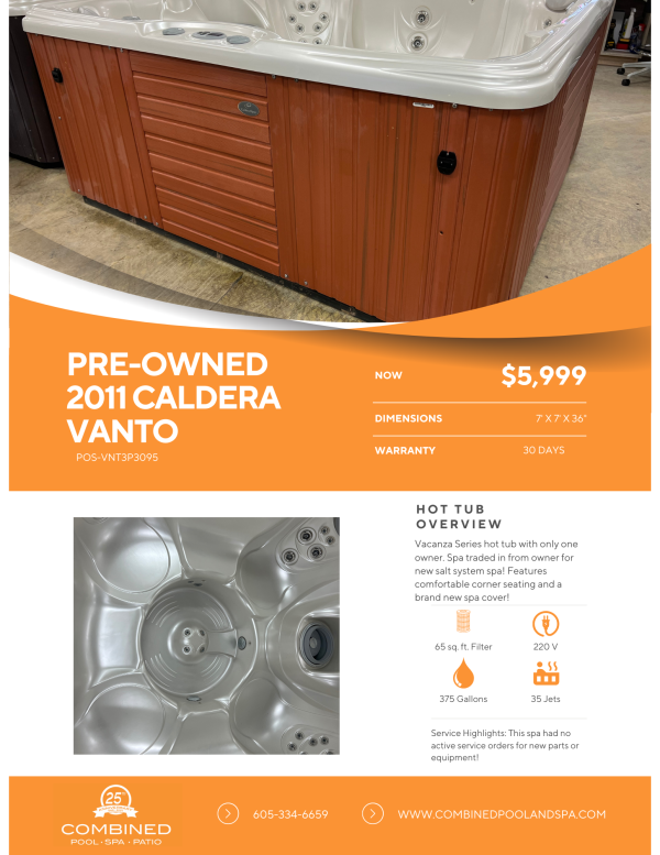 2011 Pre-Owned Vanto hot tub